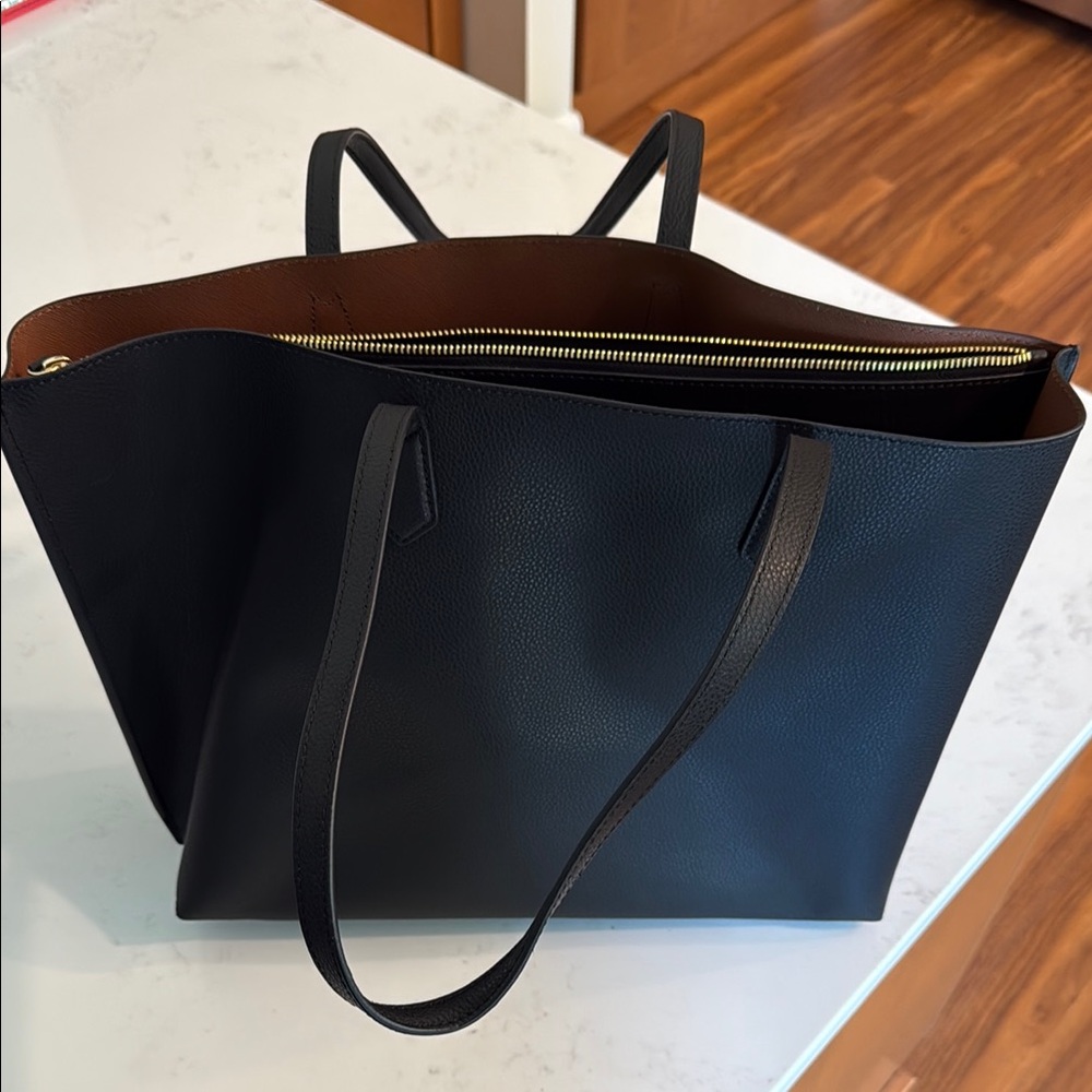 Quince Black Leather Tote Bag